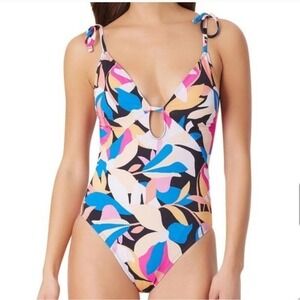 New Sugar Beach One Piece Swimsuit Halter‎ Neck Tie Side Floral Print Small
